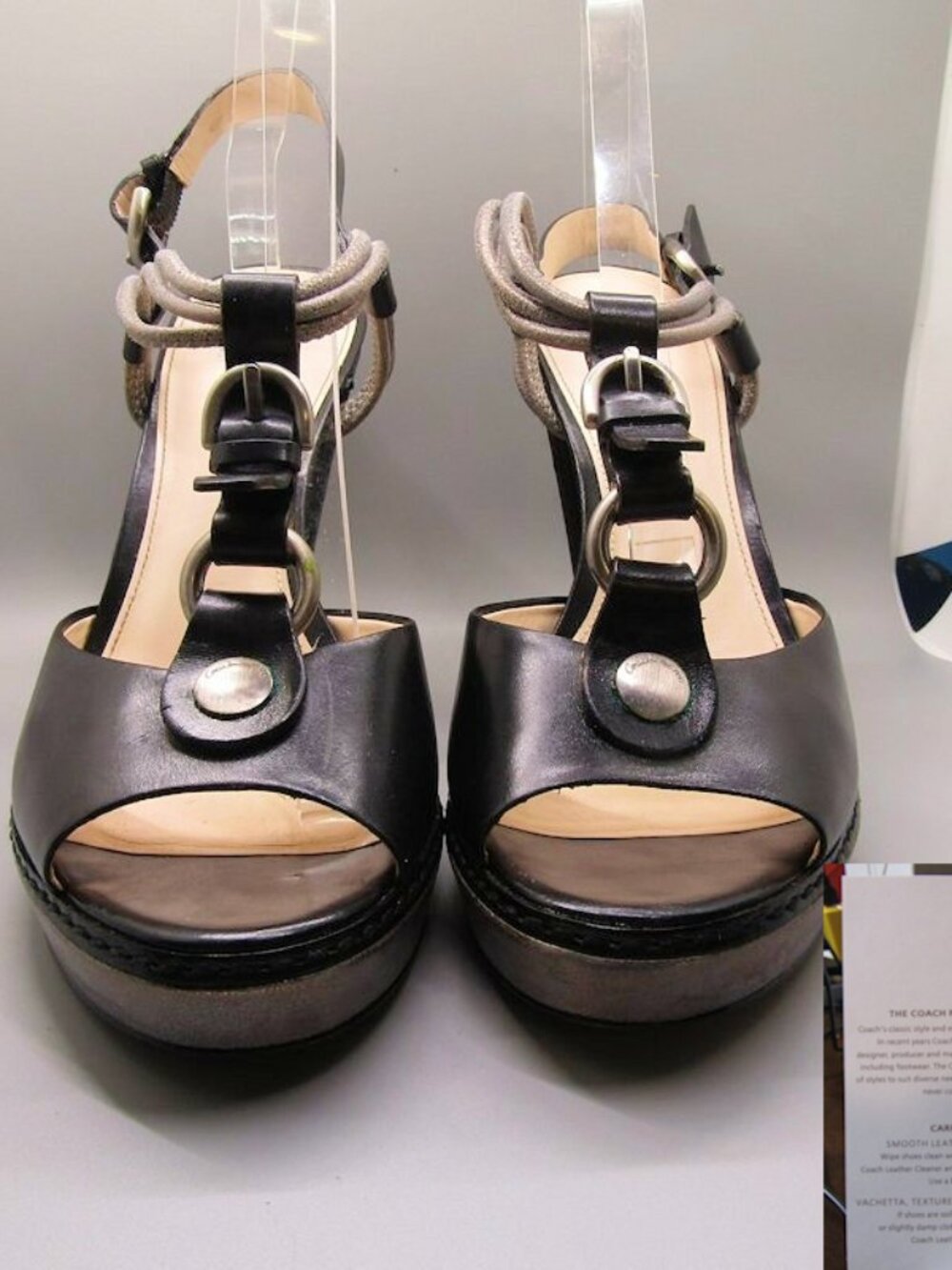 Coach strappy closed toes high heel stiletto shoes black sz 10 B